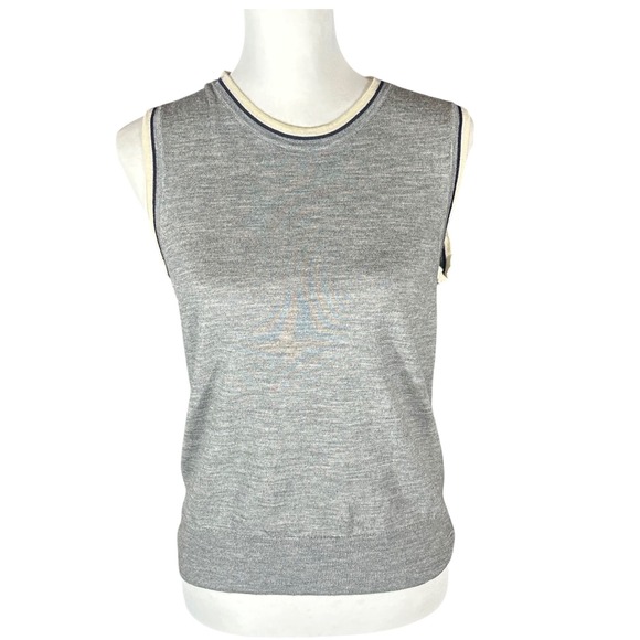 J.Crew Sweaters - J.Crew Sleeveless Sweater Women Large Gray Merino Wool Shell Contrast Trim E8552